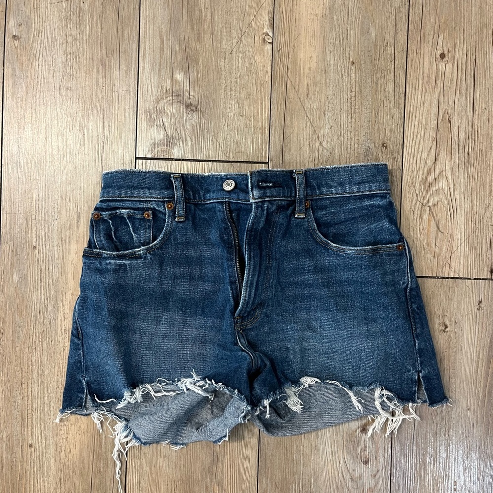 Abercrombie & Fitch Blue Jean Shorts with Frayed Hem